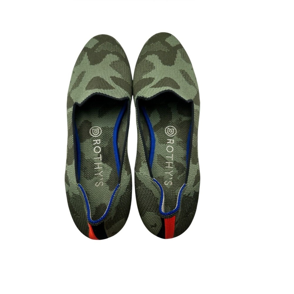 Rothy’s The Flat Green Camo Camouflage Knit Flats Women’s Size 9 Washable